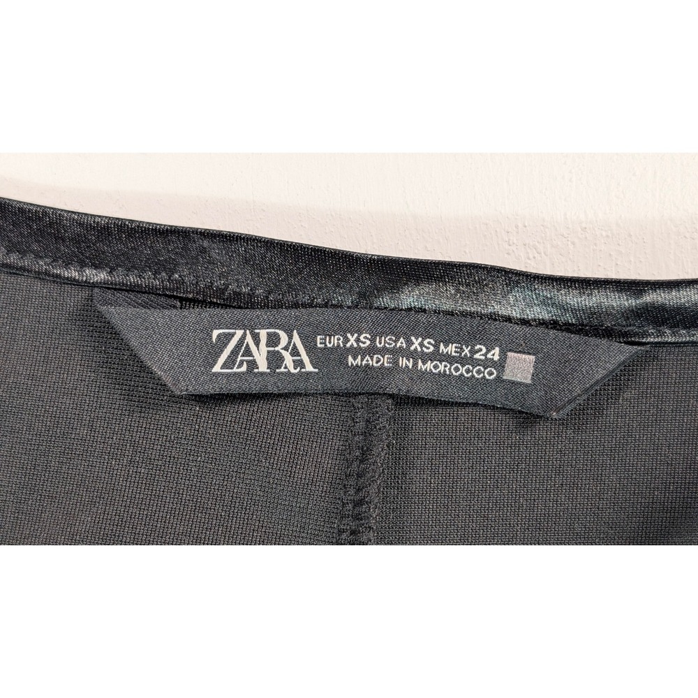Zara Black Velvet Midi Dress Cutout Bust Side Ruched Bodycon Womens Size XS - Picture 3 of 11